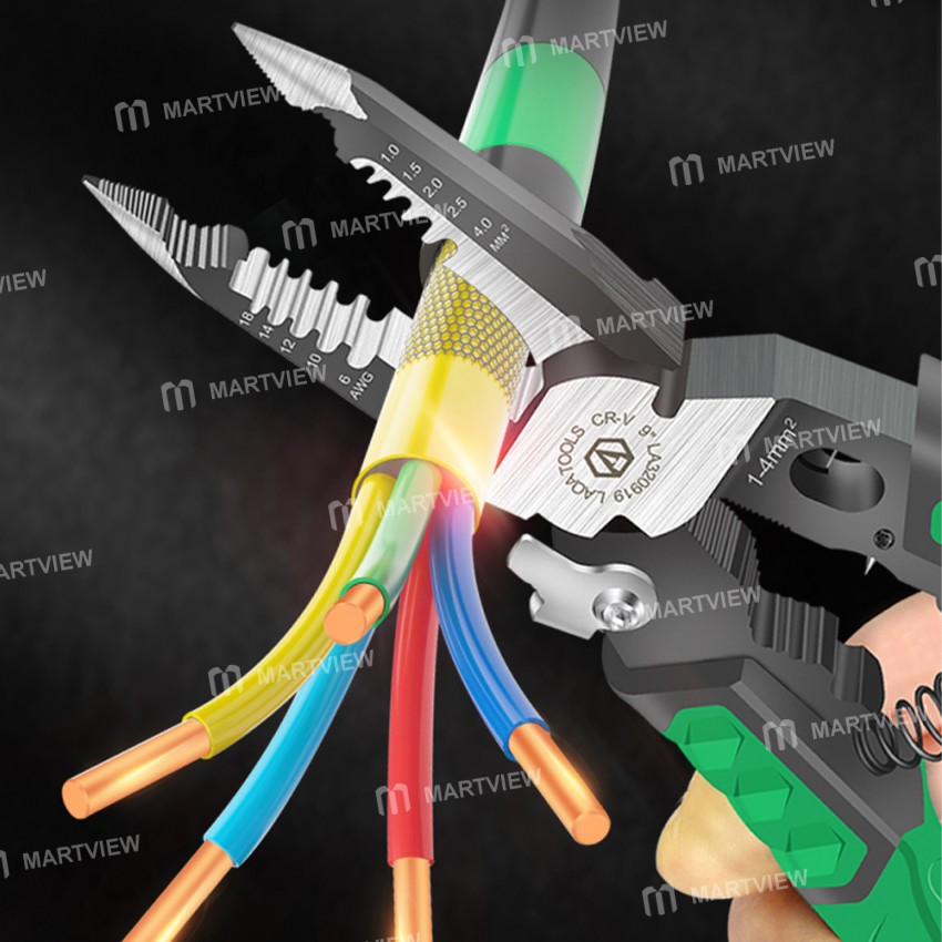 LAOA 9-in-1 Multifunctional Electrician Needle Nose Wire Stripper Pliers