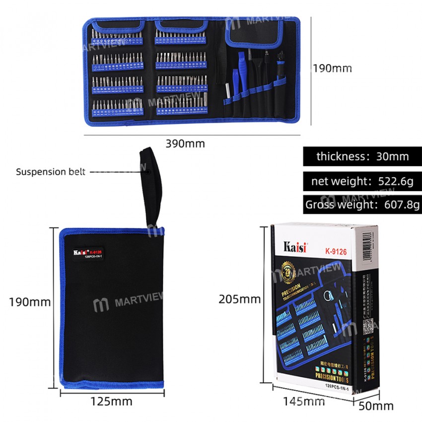 Kaisi K-9126 126-in-1 Multifunction Precision Magnetic Screwdriver Set for Electronic Device Repair