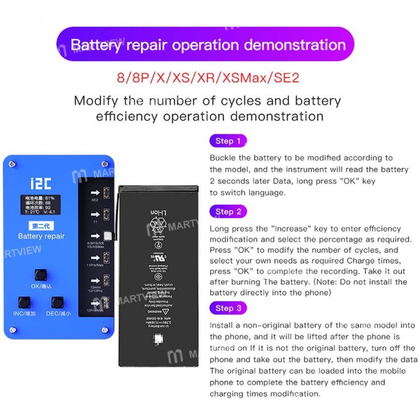 i2C Battery Flex Cable Repair Programmer for iPhone 11&12 Series Battery Data Copy Encryption Error