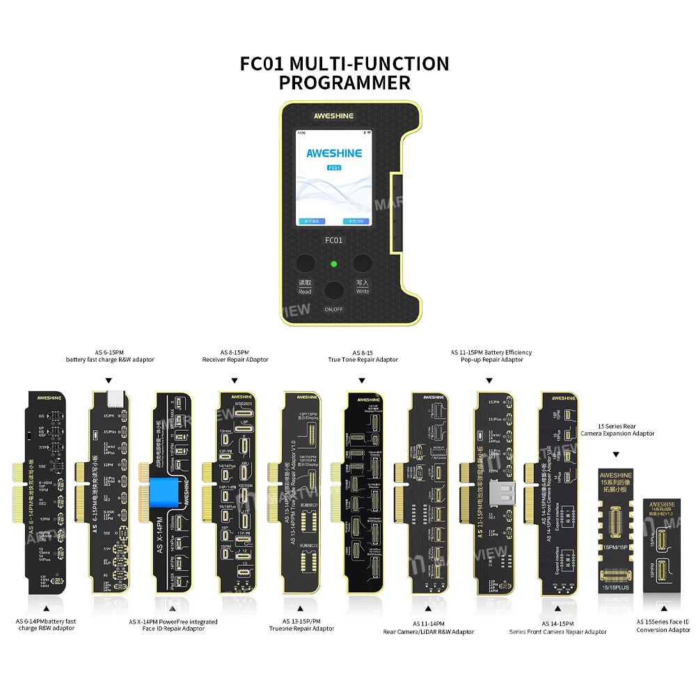 aweshine fc01-multi-function-repair-programmer-reading-and-writing-small-boards-for-iphone-8-to-15pm