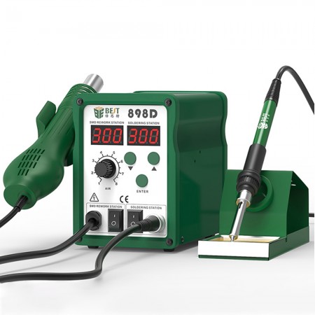 BST-898D 2-in-1 Double Digital Display Hot Air Gun Soldering Station for Mobile Phone Repair