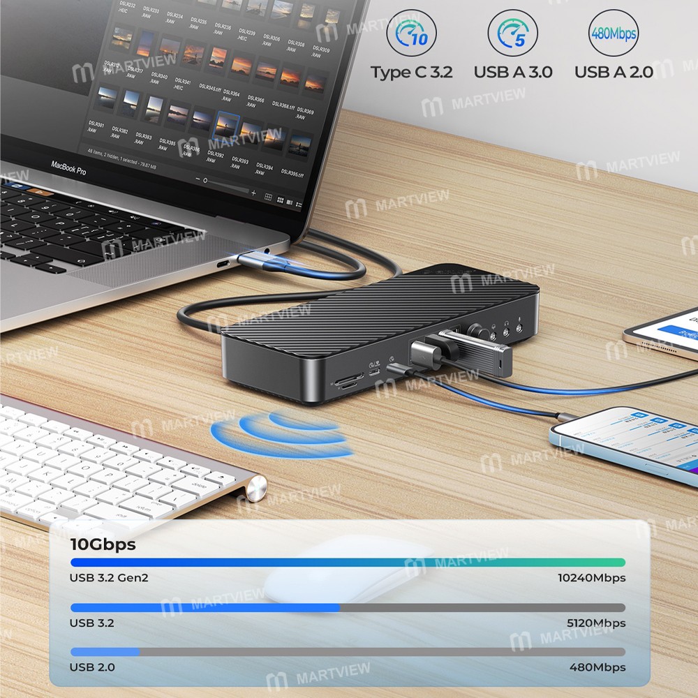 orico dka20-20-in-1-10gbps-type-c-hdmi-vga-rj45-sdtf-headphone-desktop-docking-station-8