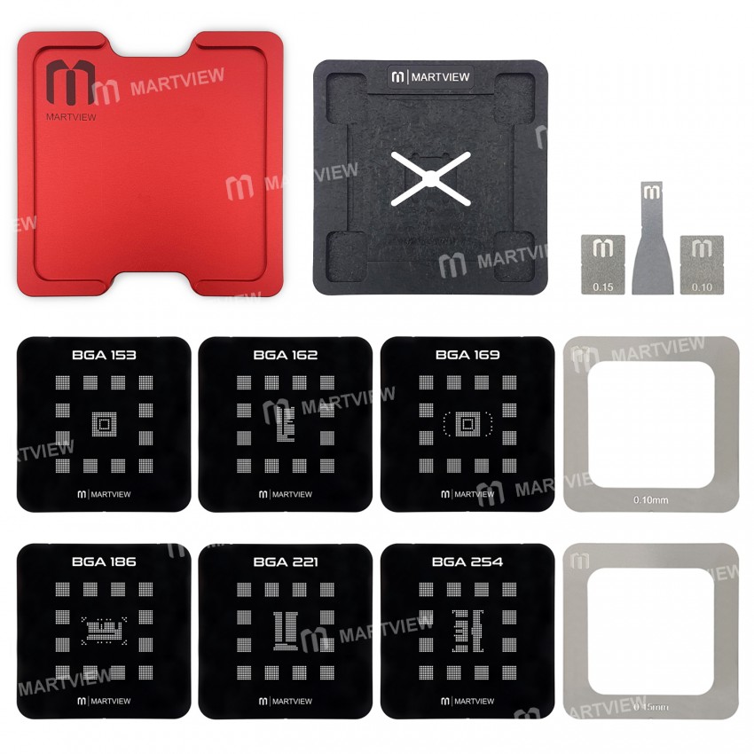 Martview RB-01 Reballing Stencil Tin Net Full Set for EMMC / EMCP / UFS BGA153 / 162 / 169 / 186 / 2