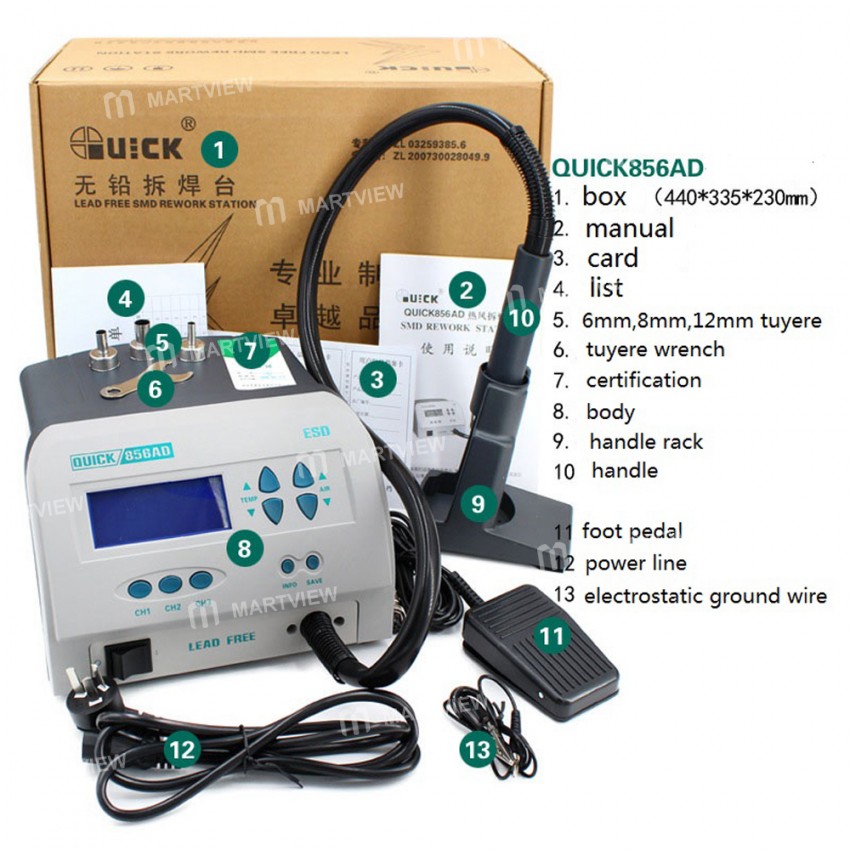 Quick 856AD SMD Hot Gun Lead-free Hot Air Rework Station