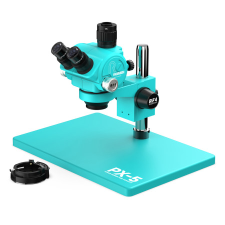 RF4 PX-5 7-50X Synchronous Zoom Trinocular Stereo Microscope with Big Base