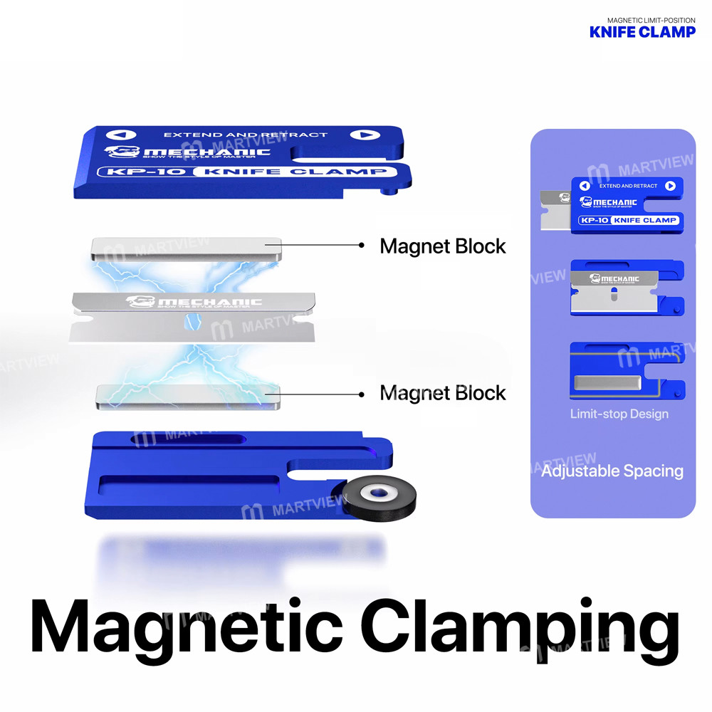 mechanic kp-10-magnetic-limit-position-knife-clamp-with-5pcs-blades-for-screen-glue-removal-5