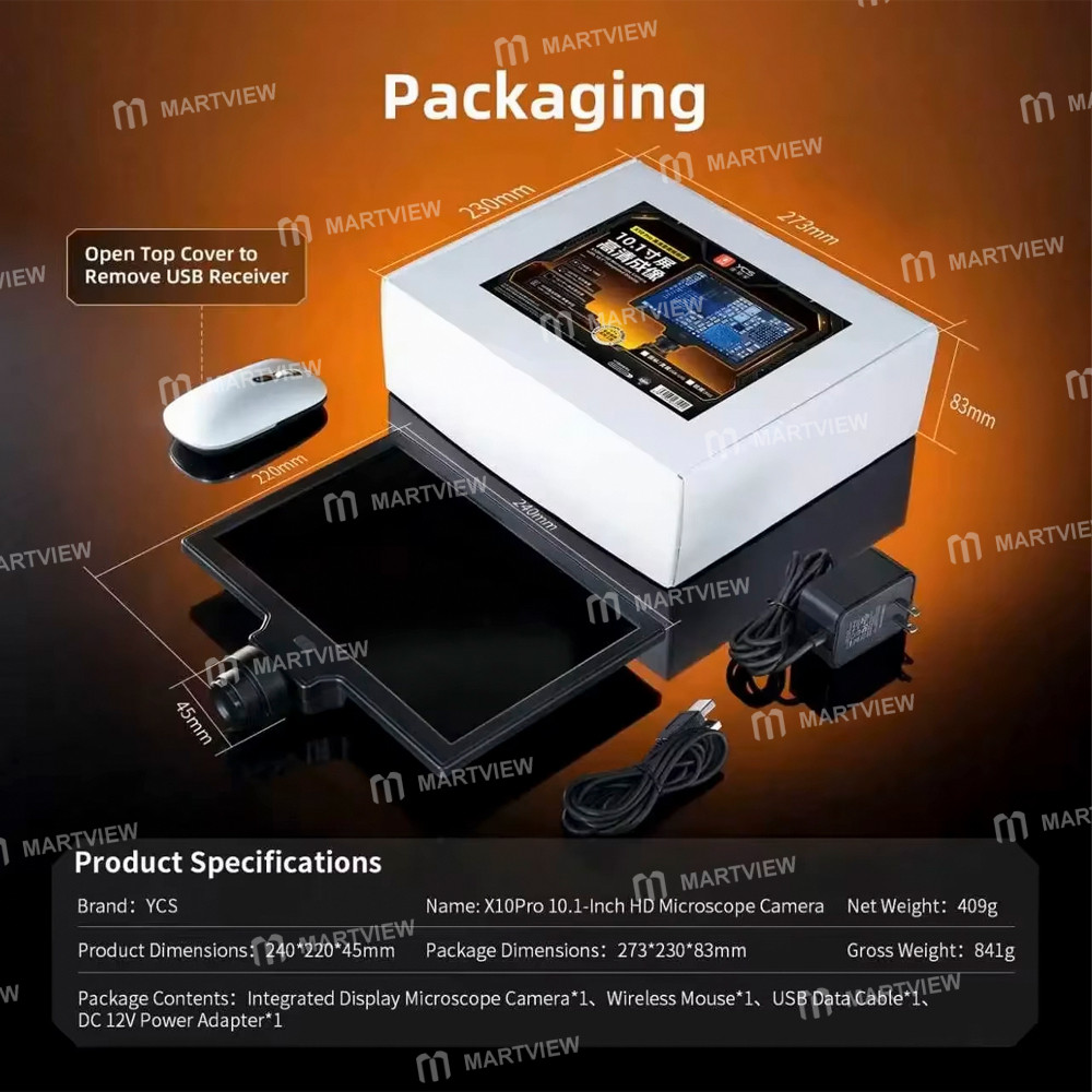 ycs x10pro-101-inch-hd-microscope-camera-all-in-one-display-with-measurement-and-calibration-8