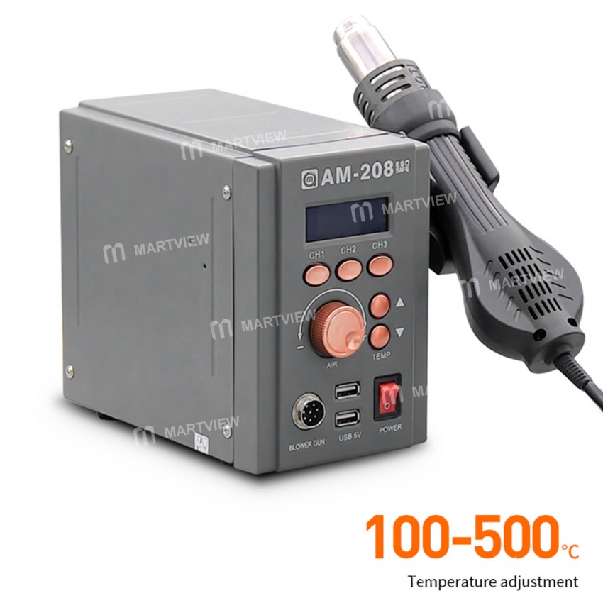 amaoe am-208-large-air-volume-temperature-adjustment-digital-display-hot-air-gun-desoldering-station
