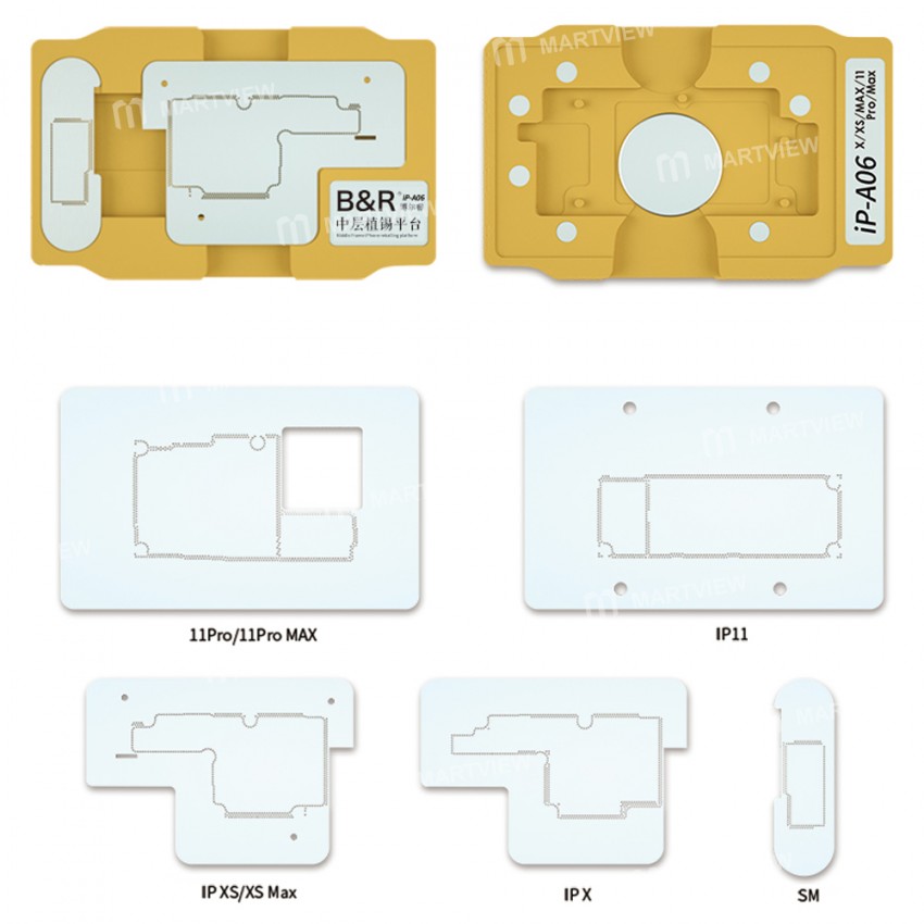 B&R IP-A06 Middle Layer Motherboard Tin Planting Platform for iPhone X / XS / XS Max / 11 / 11 Pro /