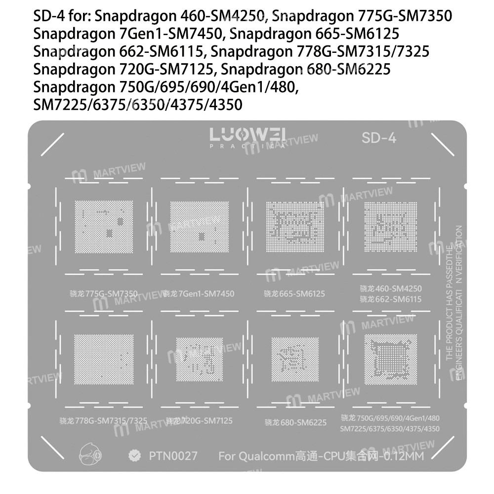 luowei cpu-series-bga-reballing-stencil-set-for-apple-hisilicon-kirin-mediatek-qualcomm-11
