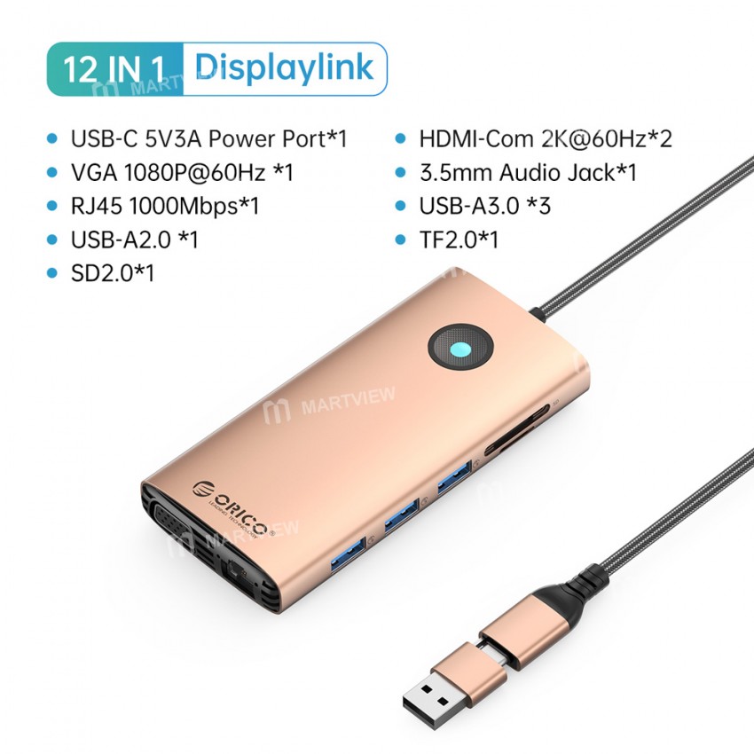 orico dpl12-12-in-1-type-c-hdmi-dp-2k-rj45-audio-jack-tf-sd-usb-30-5gbps-docking-station-16