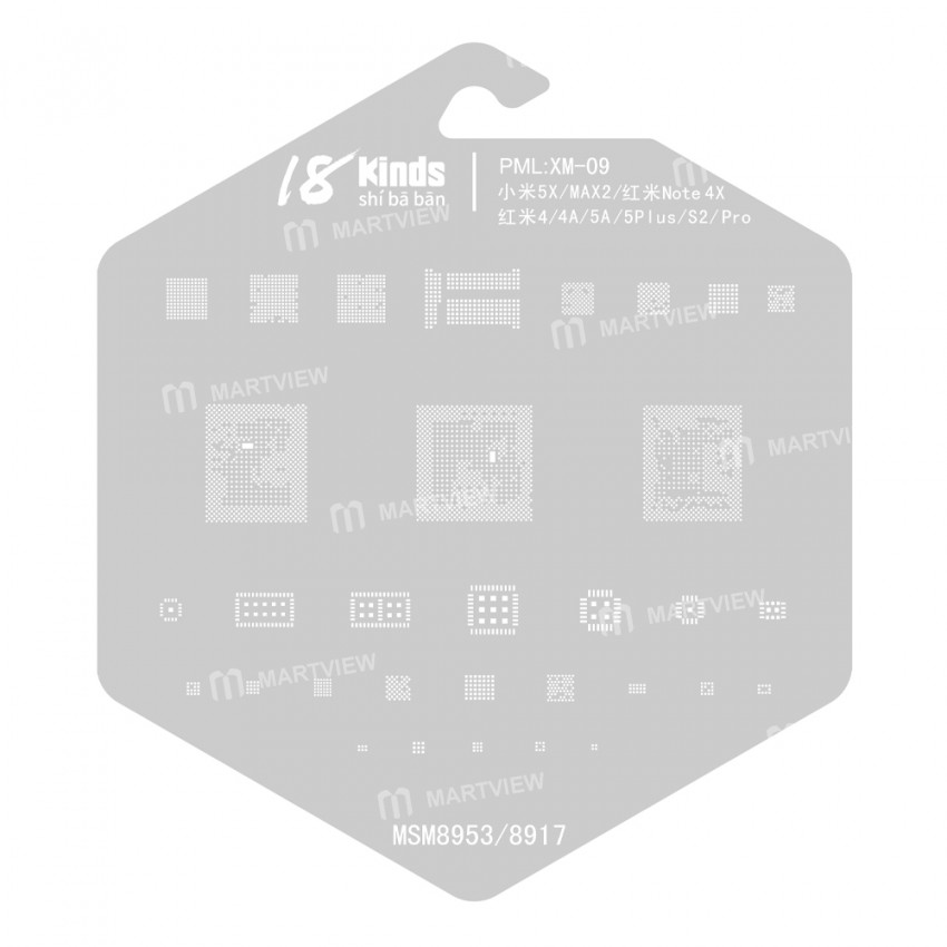 18 Kinds CPU BGA IC Reballing Stencil Kits for Xiaomi Phones