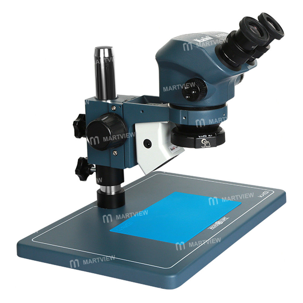 kaisi 7050pro-7-50x-synchronous-zoom-binocular-stereo-microscope-with-big-base-fume-extractor-1