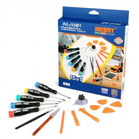 JAKEMY JM-9101 15 in 1 DIY Mobile Phone Maintenance Kit Opening Tools Screwdriver Repair for iPhone