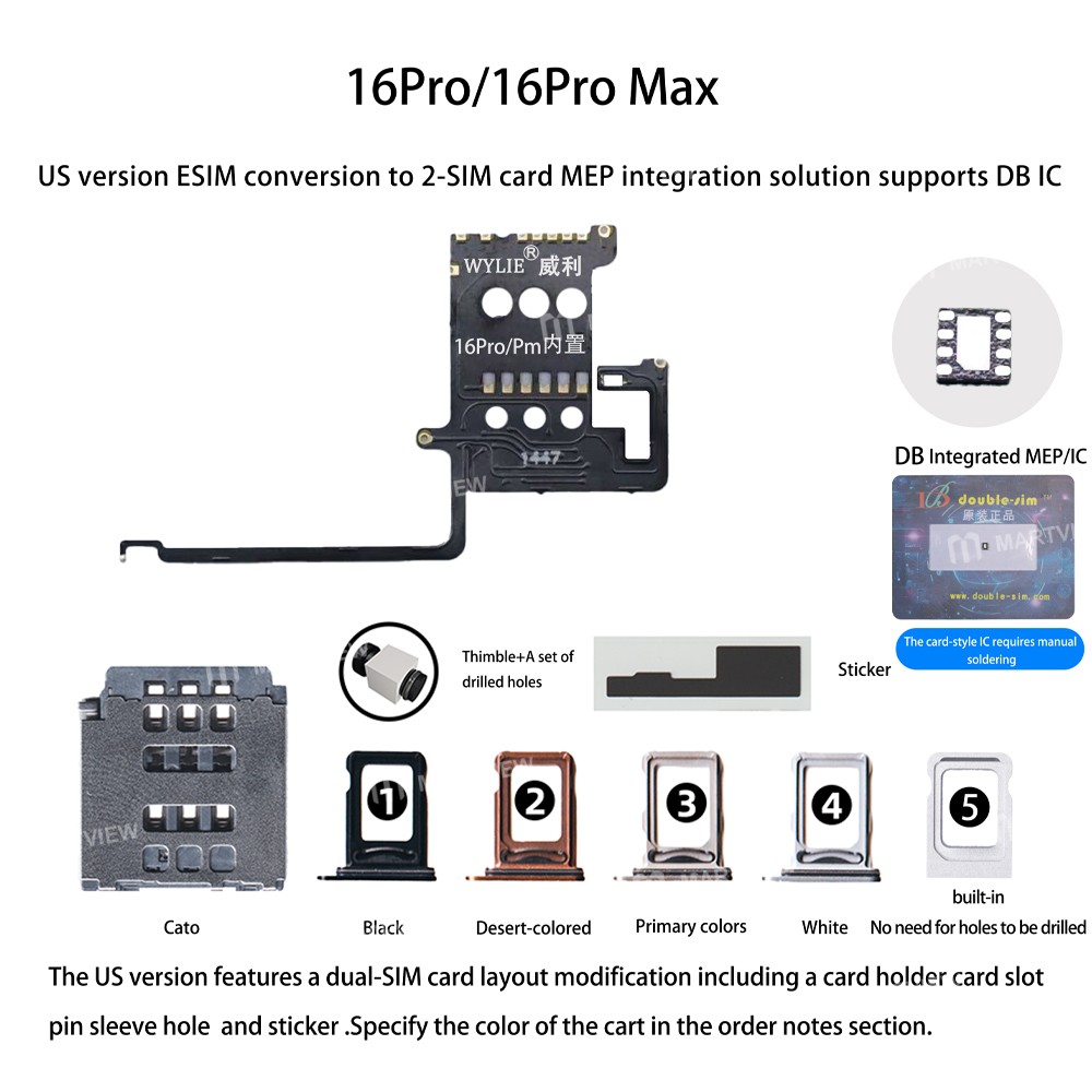 wylie e-sim-conversion-to-2-sim-card-mep-integration-solution-supports-supersnow-db-ic-for-iphone-16
