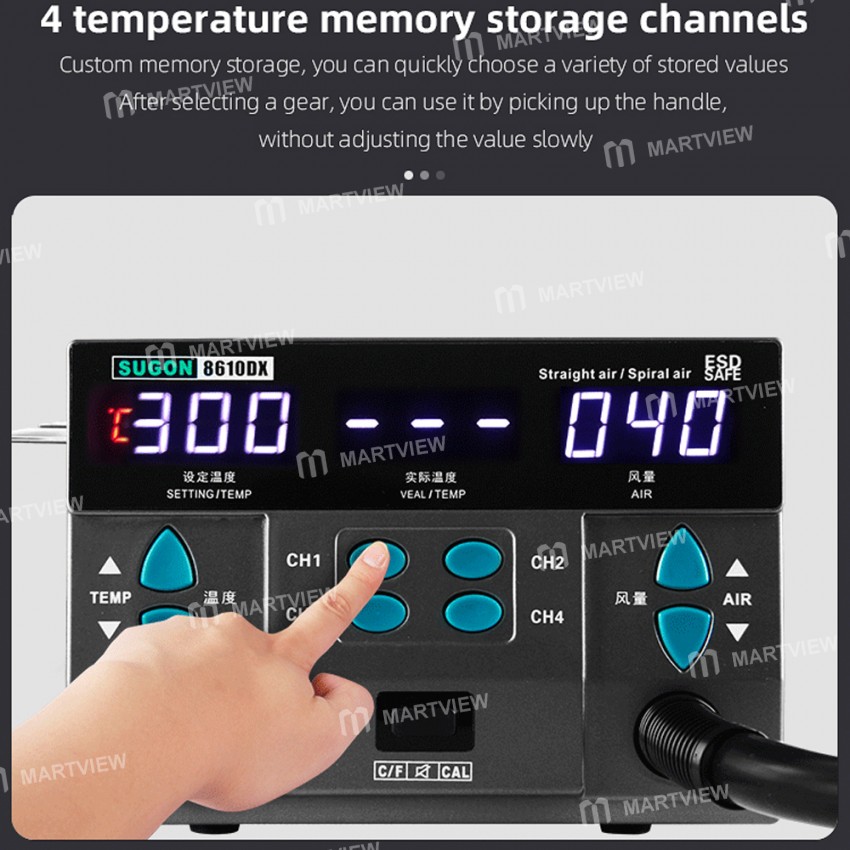 SUGON 8610DX 1000W Hot Air Rework Station LED Display Lead-Free Heat Gun Microcomputer Temperature A