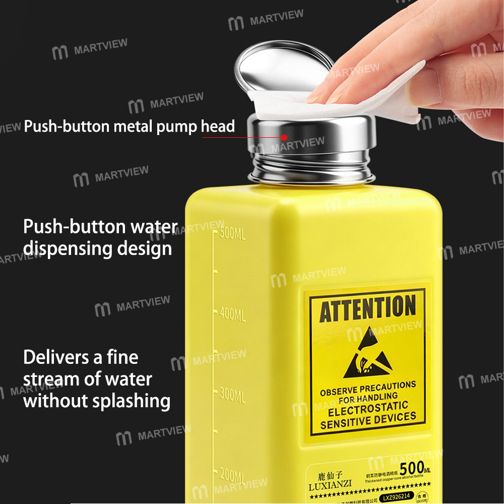 luxianzi 500ml-large-capacity-anti-static-push-button-plastic-alcohol-bottle-3