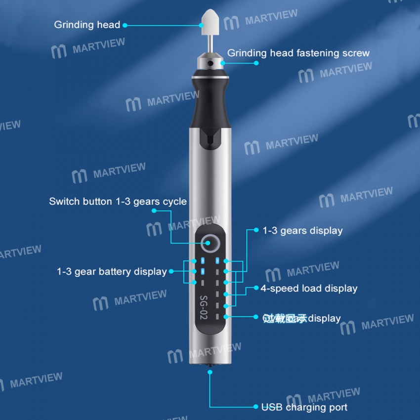 Qianli SG-02 Smart Electric Polishing Pen with 7Pcs Drill Bits