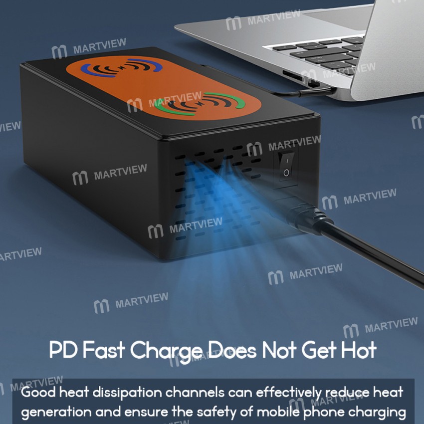 Multi-port 150W QC3.0 Wireless Fast Charging Station with Type-C PD 65W Fast Charging