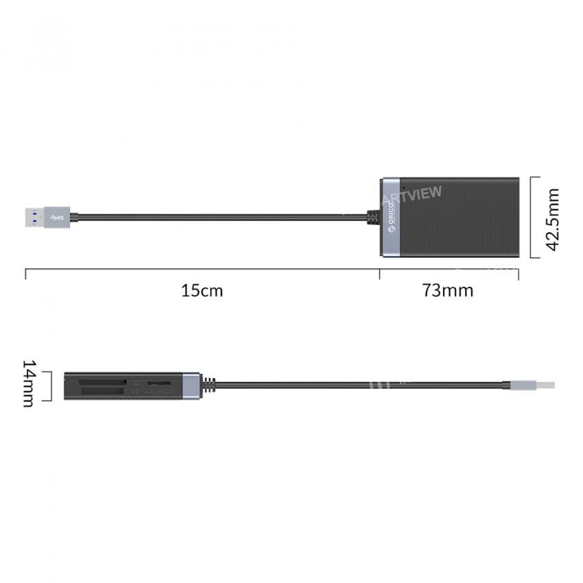 Orico CL4T 4-in-1 Universal USB/Type-C Card Reader for SD/TF/CF/MS Memory Smart Card
