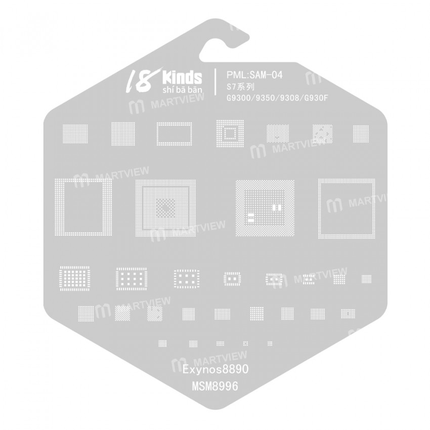 18 Kinds CPU BGA IC Reballing Stencil Kits for Samsung Phones