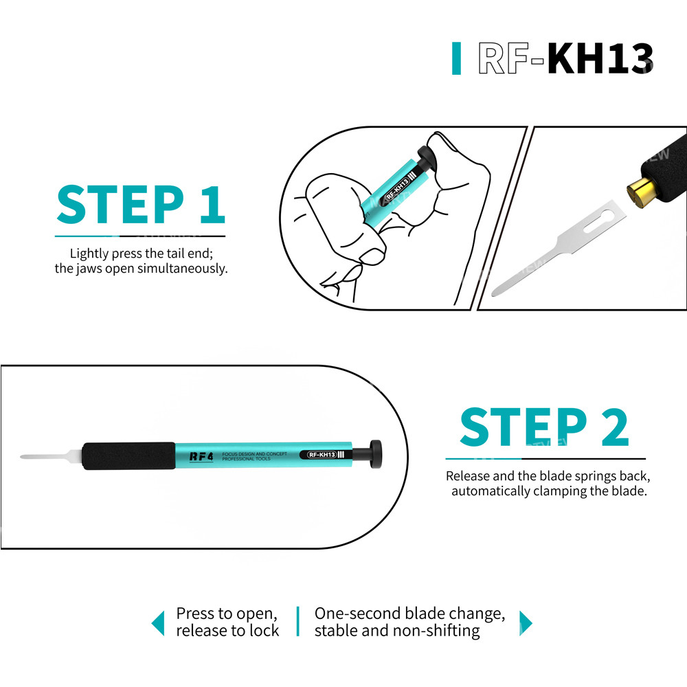 rf4 rf-kh13a-quick-disassembly-and-assembly-pressing-handle-with-4pcs-commonly-used-blades-4