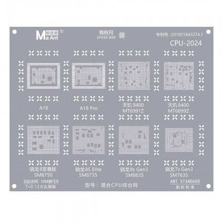 MaAnt 2024 Annual CPU Series BGA Reballing Stencil for A18 A18Pro MT6991Z MT6899Z SM7635 SM8635 SM8735 SM8750