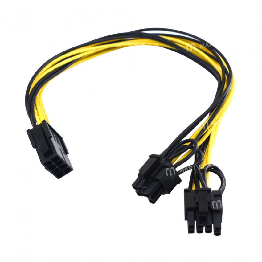 Tishric 8 Pin PCI Express To Dual PCI-E 6+2 Pin Motherboard Graphics Card Cable Power Data Cable 20c