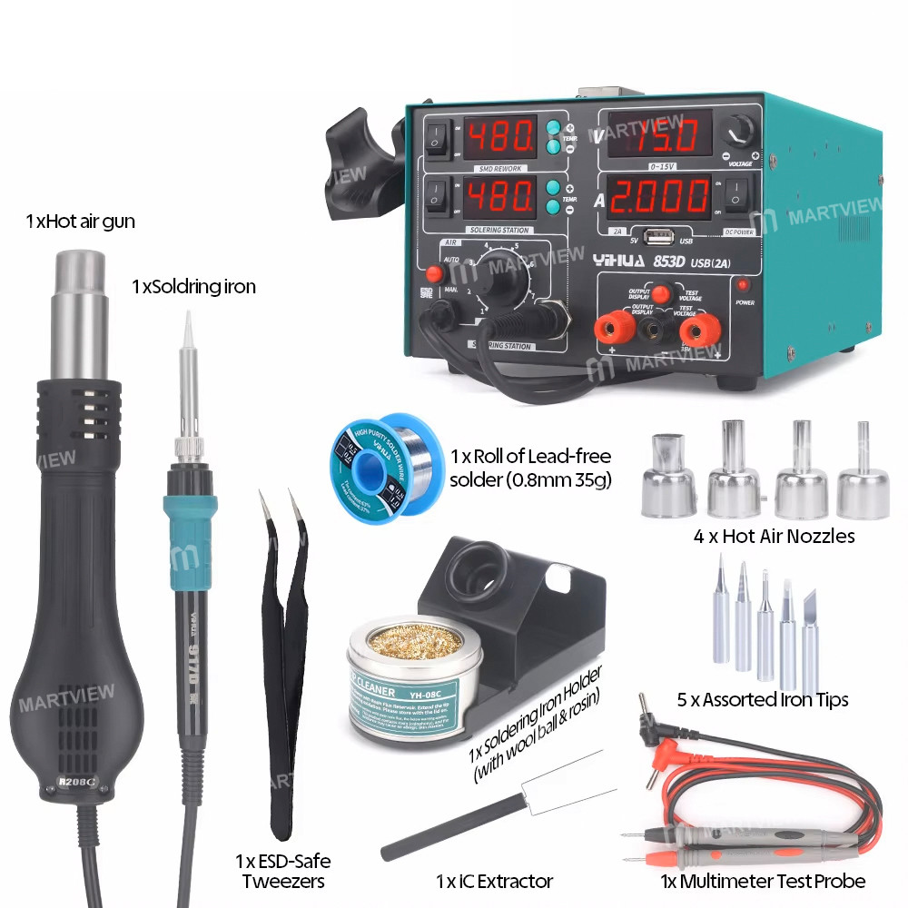 yihua 853d-usb-2a-3-in-1-led-digit-display-hot-air-gun-soldering-iron--15v-2a-dc-power-supply-4