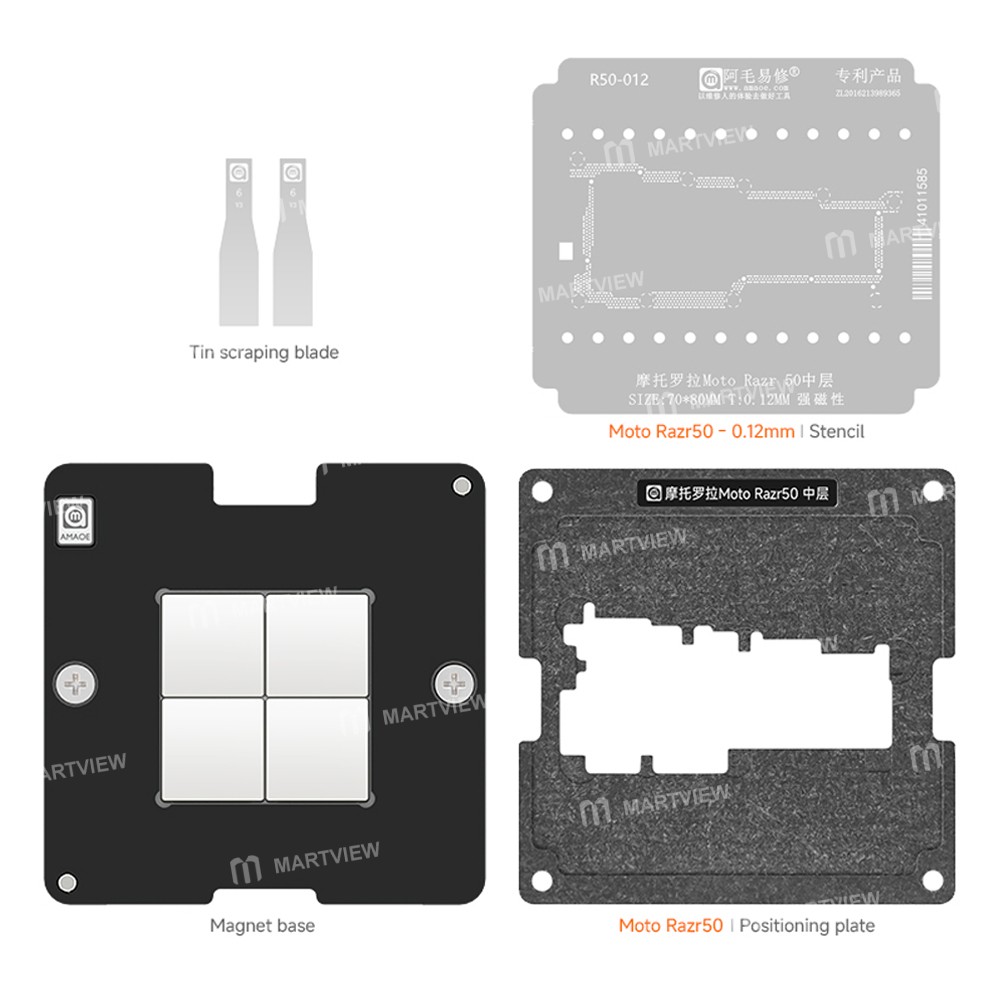 amaoe r50-012-middle-layer-bga-reballing-stencil-platform-set-for-motorola-razr-50-5