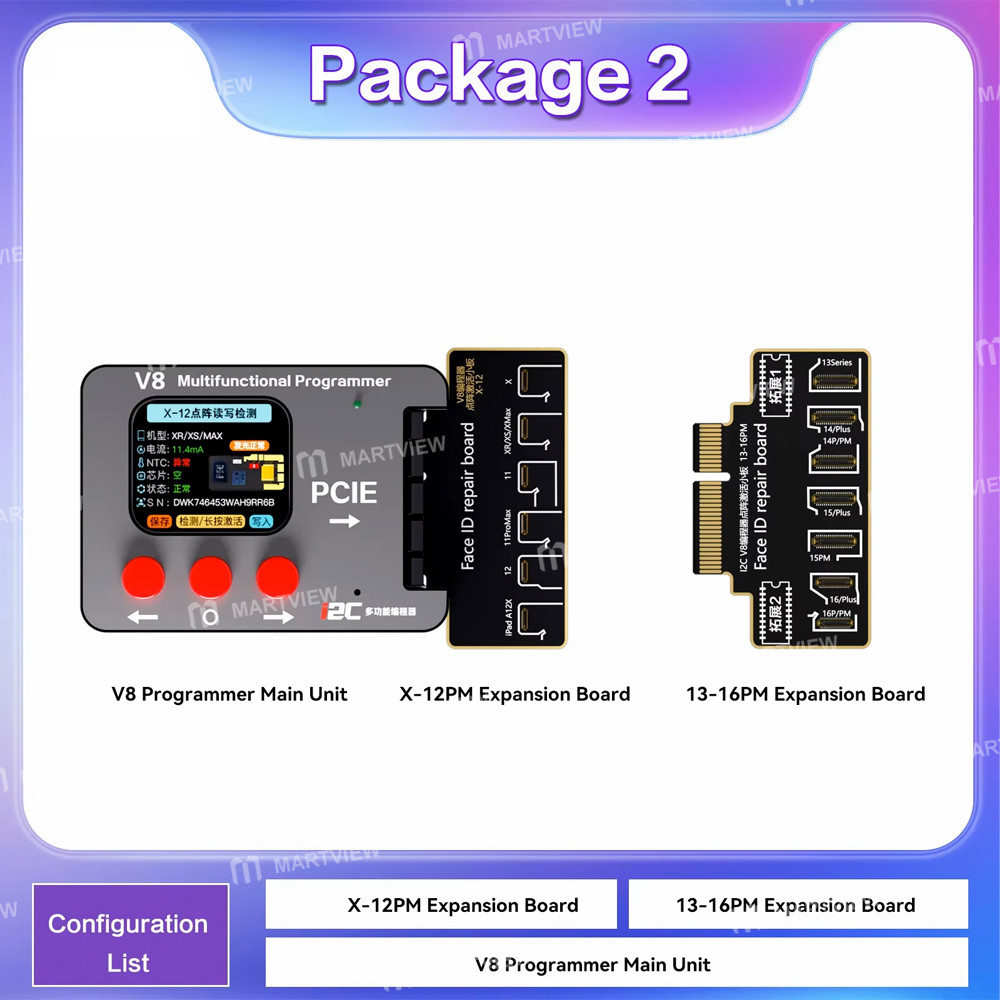 i2c v8-dot-matrix-smart-programmer-supports-face-dot-matrix-repair-for-iphone-x-to-17pm-20
