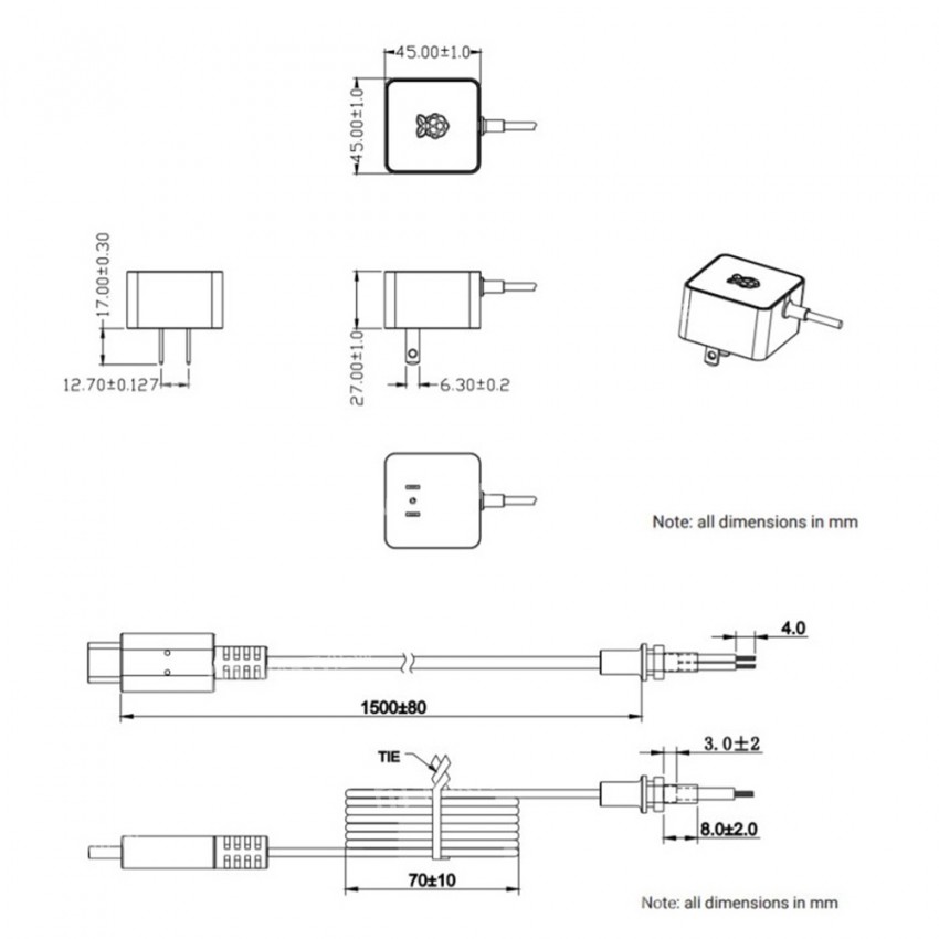 5V / 3A Type-C Interface Original Official Power Supply for Raspberry Pi 4B - EU / UK / US Plug