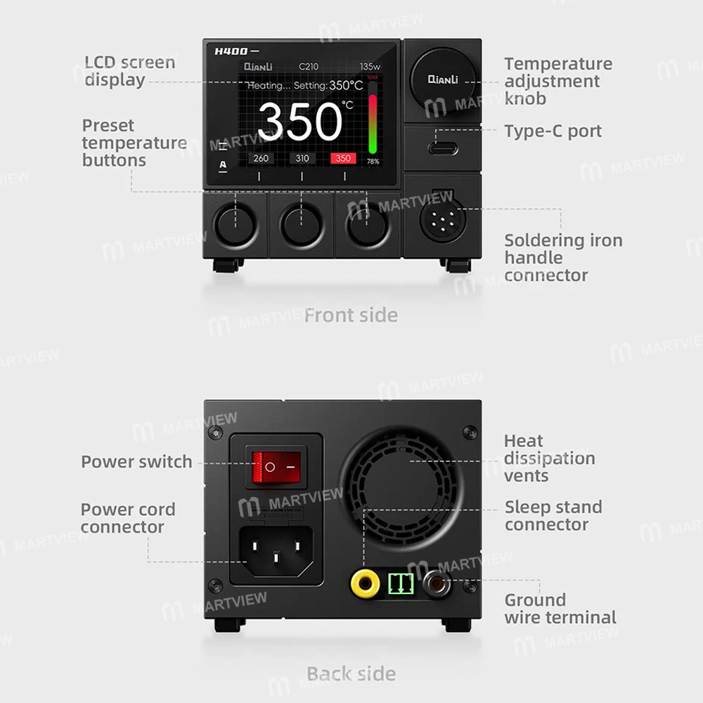 qianli h400-smart-400w-high-power-digital-soldering-station-compatible-with-c115-c210-c245-handles-8