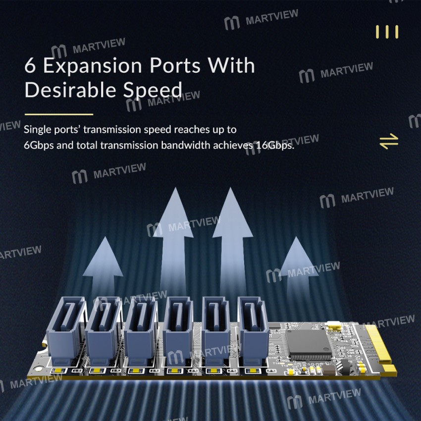 Orico PM2TS6 M.2 M Key to 6 Ports SATA 3.0 PCI-E Expansion Adapter Card