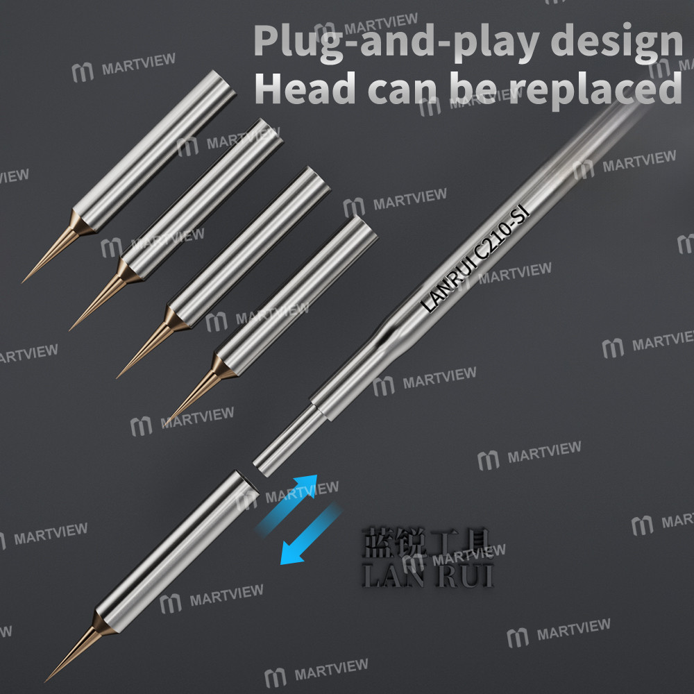lanrui s01-c210-si-soldering-iron-tip-with-5pcs-ultra-sharp-needles-for-screen-motherboard-flying-wi