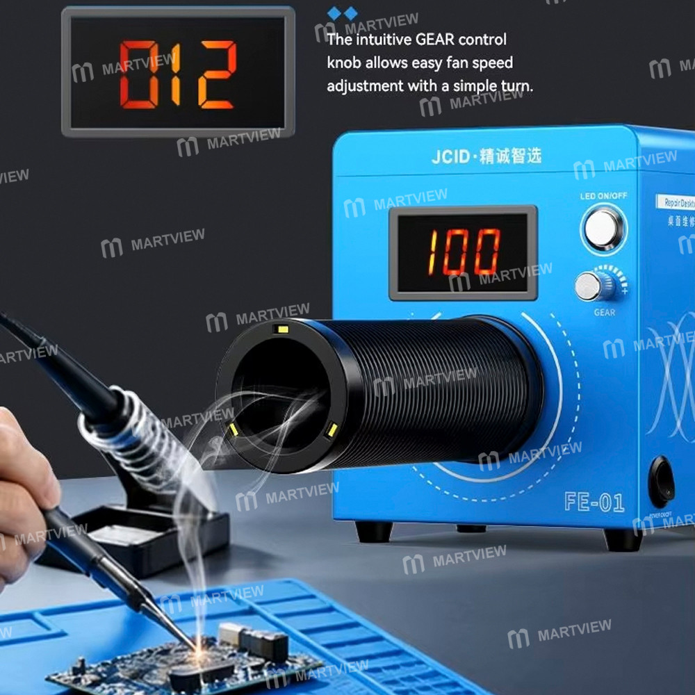 jcid fe-01-desktop-smart-soldering-fume-extractor-with-led-light-for-pcb-welding-repair-4