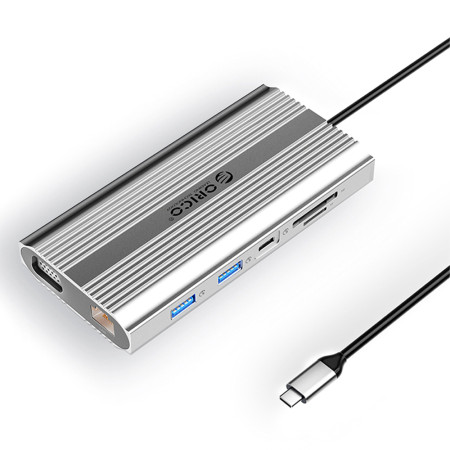 Orico XDR-X11 12-in-1 Type-C HDMI DP 4K RJ45 Audio Jack TF / SD USB 3.1 5Gbps Docking Station