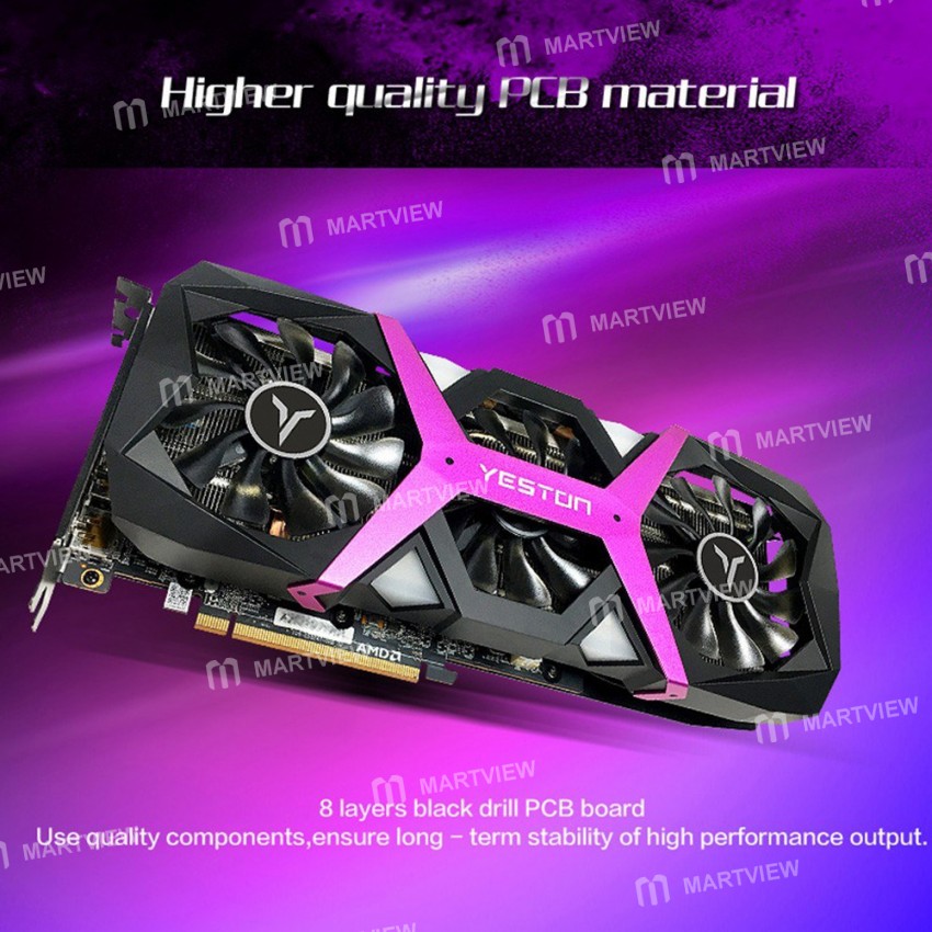 Yeston RX6600XT 8G / 128bit / GDDR6 PA Gaming Graphics Card with 3 Large Size Fans and Breathing Lig