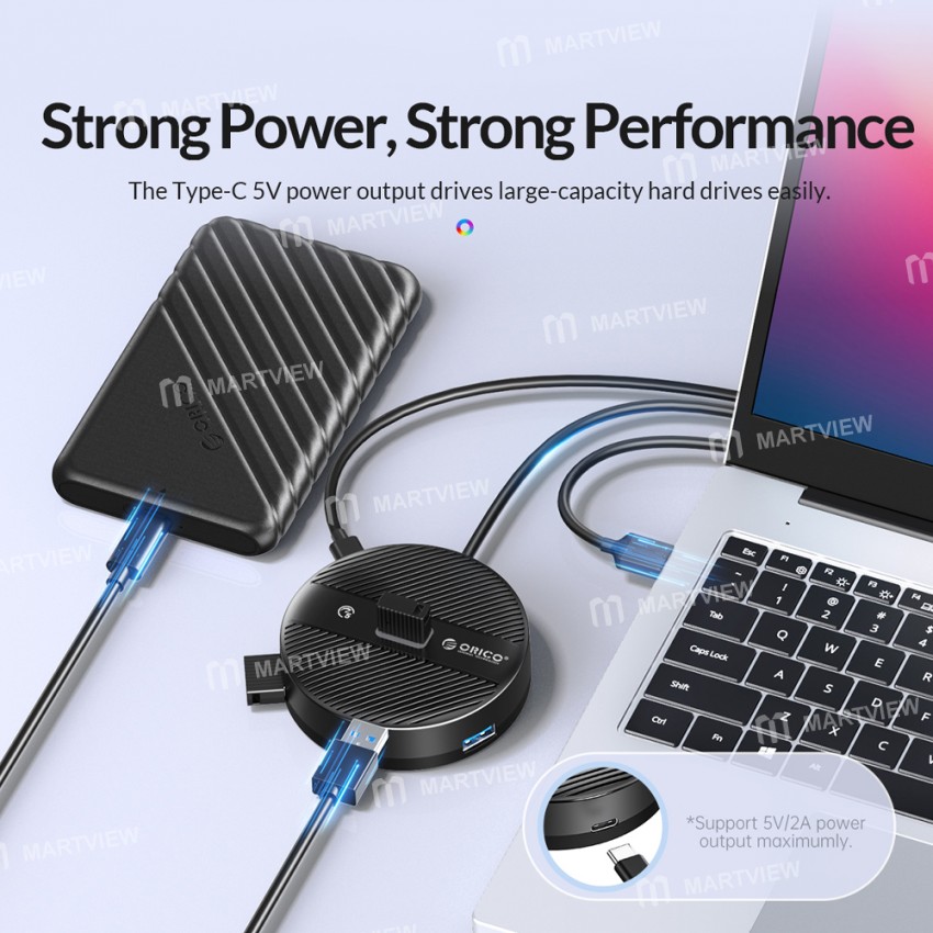 orico ys1-c2-usb-c-to-usb-a-4-port-desktop-type-usb-30-5gbps-high-speed-expansion-hub-11