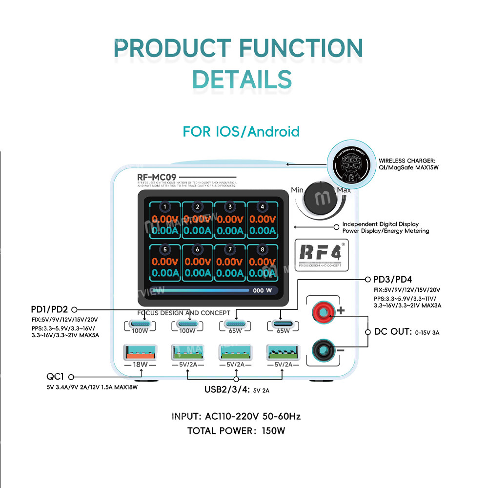 rf4 rf-mc09-desktop-multi-port-dc-power-supply-station-supports-qc5-pd30-wireless-charging-8