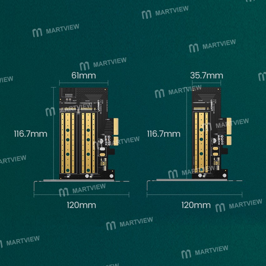 Ugreen CM302 PCI-E to M2 NVME&NGFF Single-bay / Dual-bay Riser Expansion Card Support PCI-E4.0