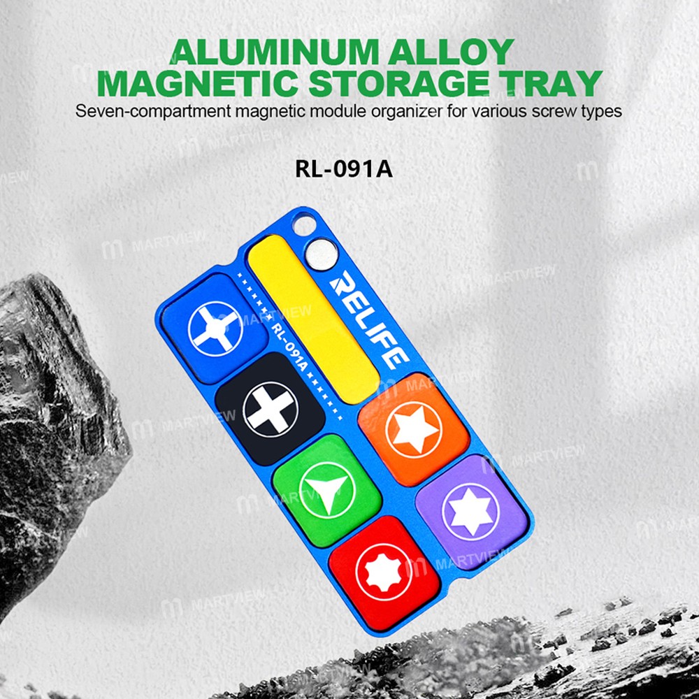 relife rl-091a-7-compartment-aluminum-alloy-screw-magnetic-storage-tray-6