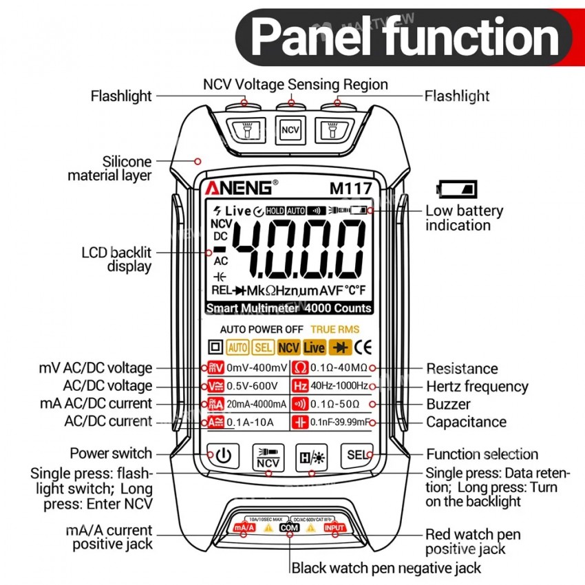 aneng m117-multi-function-digital-display-intelligent-anti-burn-multimeter-4