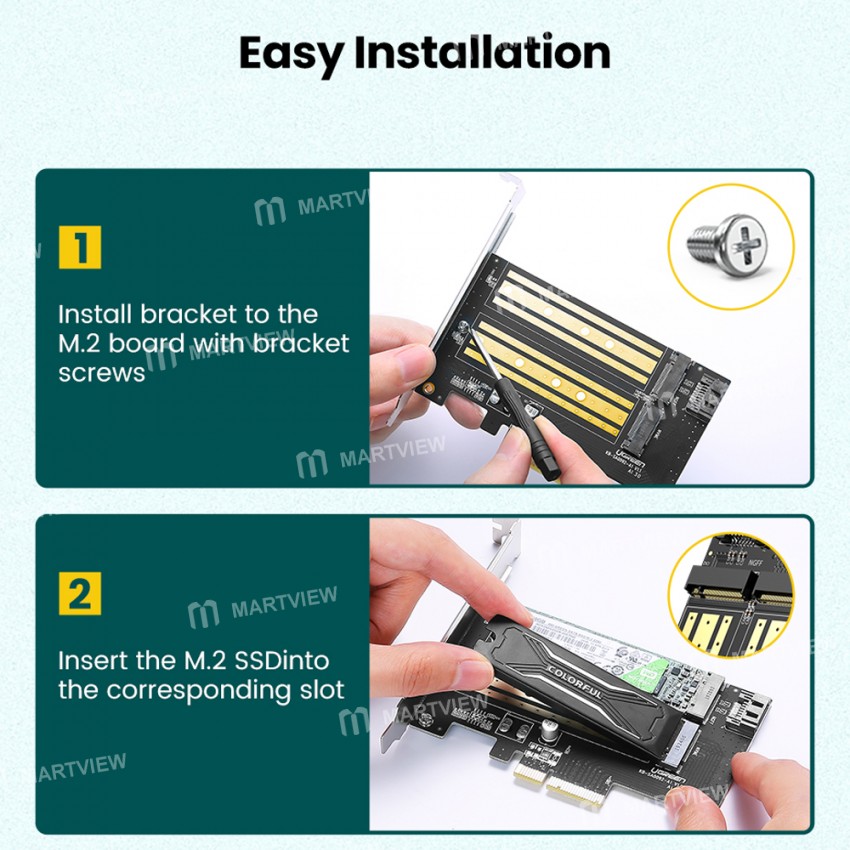 Ugreen CM302 PCI-E to M2 NVME&NGFF Single-bay / Dual-bay Riser Expansion Card Support PCI-E4.0