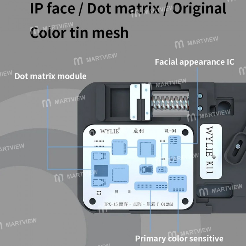 wylie k11-face-id-dot-matrix-calibrate-fixture-with-stencil-for-iphone-x-to-15pro-max-5