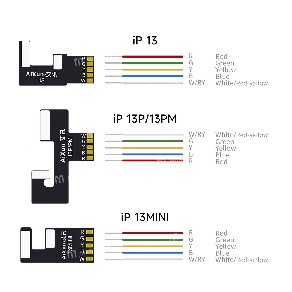 aixun p2408s-p3208-special-power-on-cable-set-for-iphone-7g-to-16pro-max-12