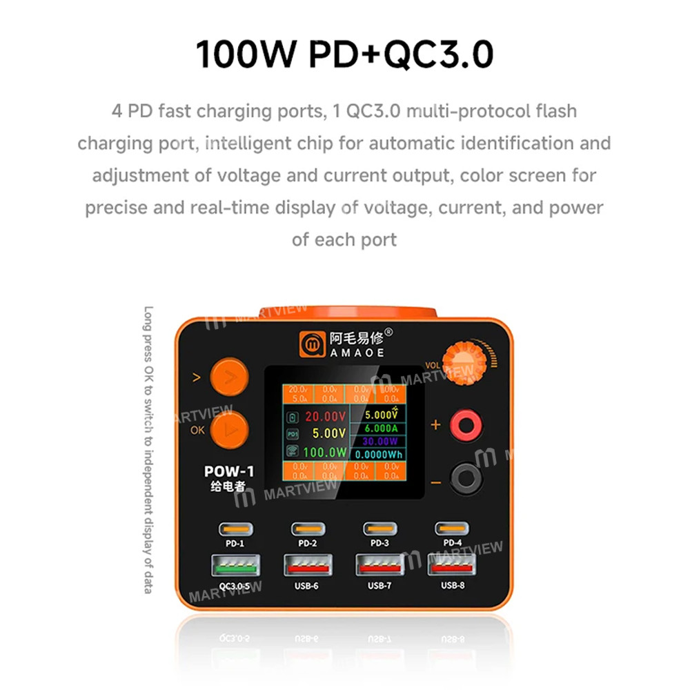 amaoe pow-1-210w-multi-functional-desktop-charger-integrated-power-supply-with-wireless-charging-9