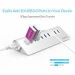 Orico Aluminum Bevel Multi-Port USB 3.0 HUB High-Speed Splitter With 12V Power Adapter