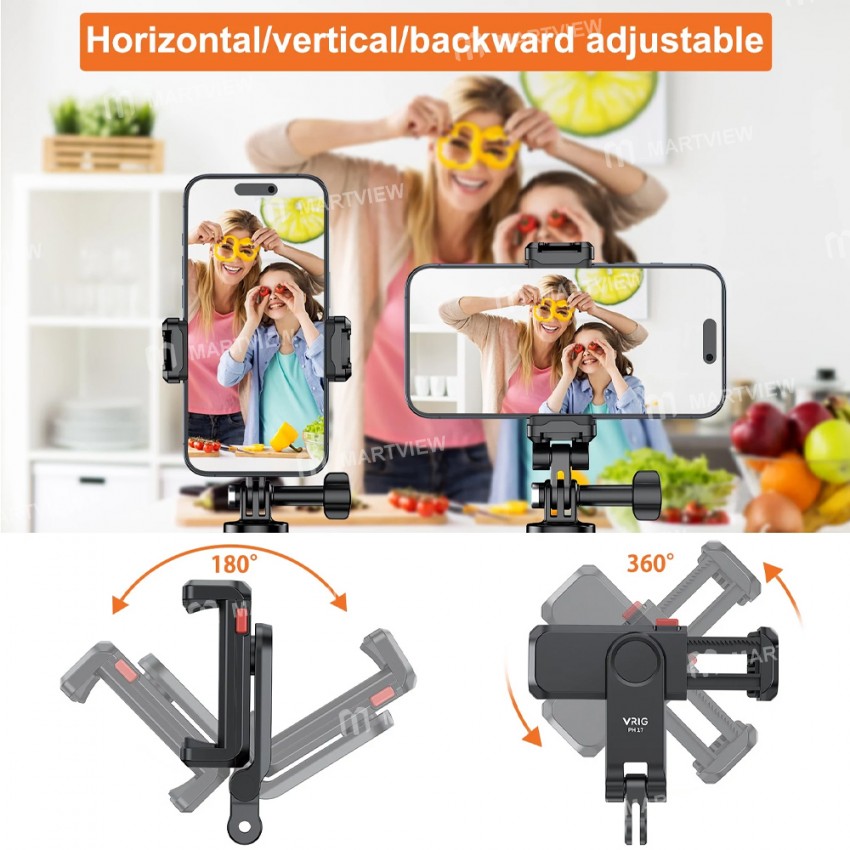 vrig ph17-360-rotatable-multi-functional-tripod-mount-phone-clamp-8