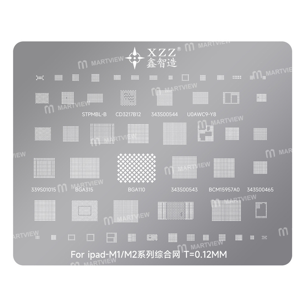 xzz 012mm-cpu-universal-series-bga-reballing-stencil-for-apple-ipad-m1-m2-m3-m4-m5-cpu-2